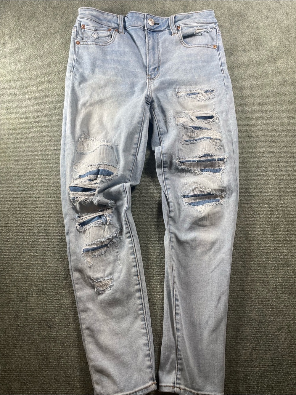 American Eagle Outfitters Light Blue Ripped Skinny Jeans